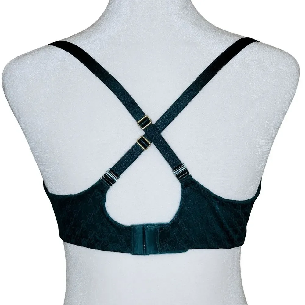 Victoria's Secret Icon Monogram Lace Push-Up Demi Bra Black Ivy (Green) 36C